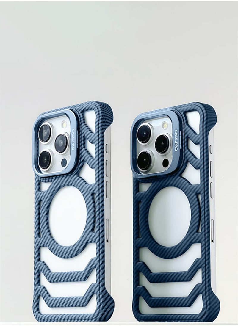 Techie - Apple iPhone 16 Pro Case Pro series Carbon Fiber Magnetic Frameless back cover Case with Invisible Stand and Enhanced Cooling Airflow - Image 1