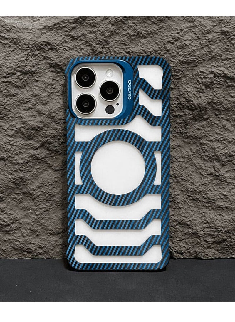 Techie - Apple iPhone 16 Pro Case Pro series Carbon Fiber Magnetic Frameless back cover Case with Invisible Stand and Enhanced Cooling Airflow - Image 1