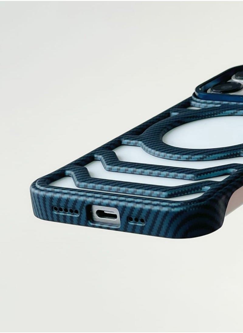 Techie - Apple iPhone 16 Pro Case Pro series Carbon Fiber Magnetic Frameless back cover Case with Invisible Stand and Enhanced Cooling Airflow - Image 1