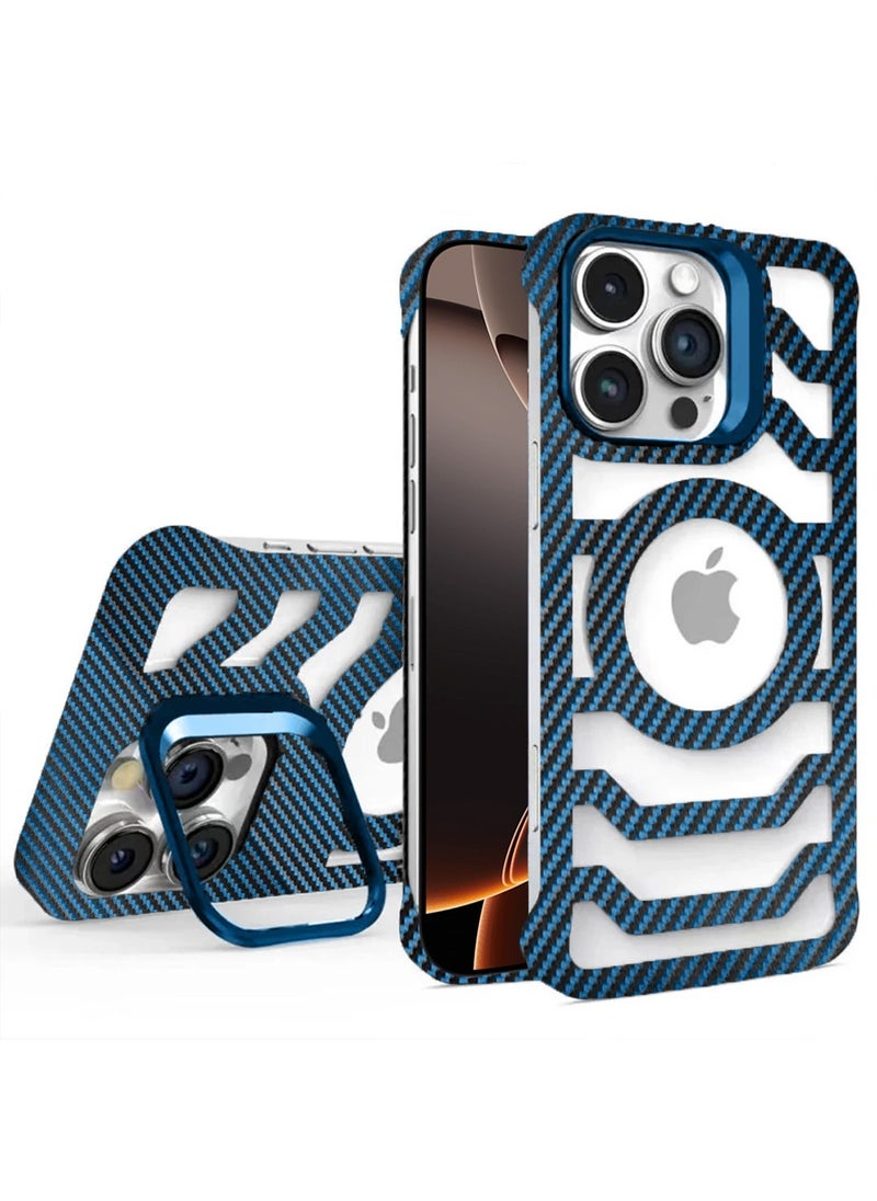 Techie - Apple iPhone 16 Pro Case Pro series Carbon Fiber Magnetic Frameless back cover Case with Invisible Stand and Enhanced Cooling Airflow - Image 1