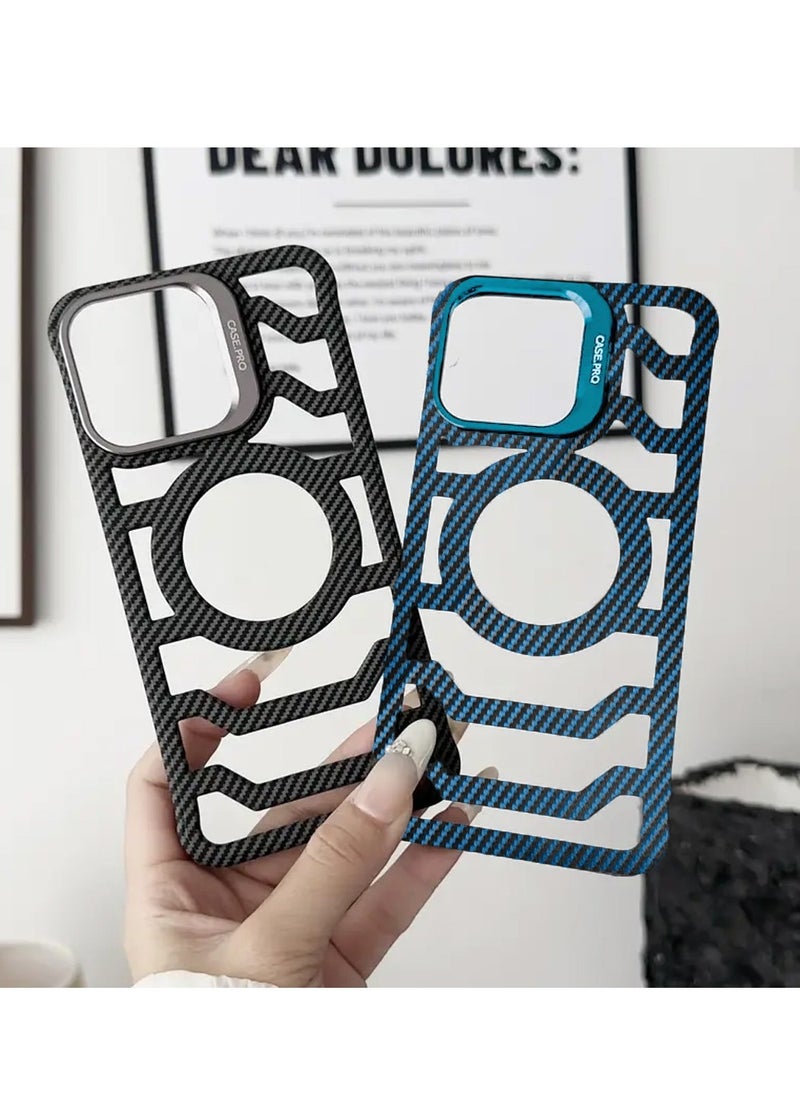 Techie - Apple iPhone 16 Pro Case Pro series Carbon Fiber Magnetic Frameless back cover Case with Invisible Stand and Enhanced Cooling Airflow - Image 1