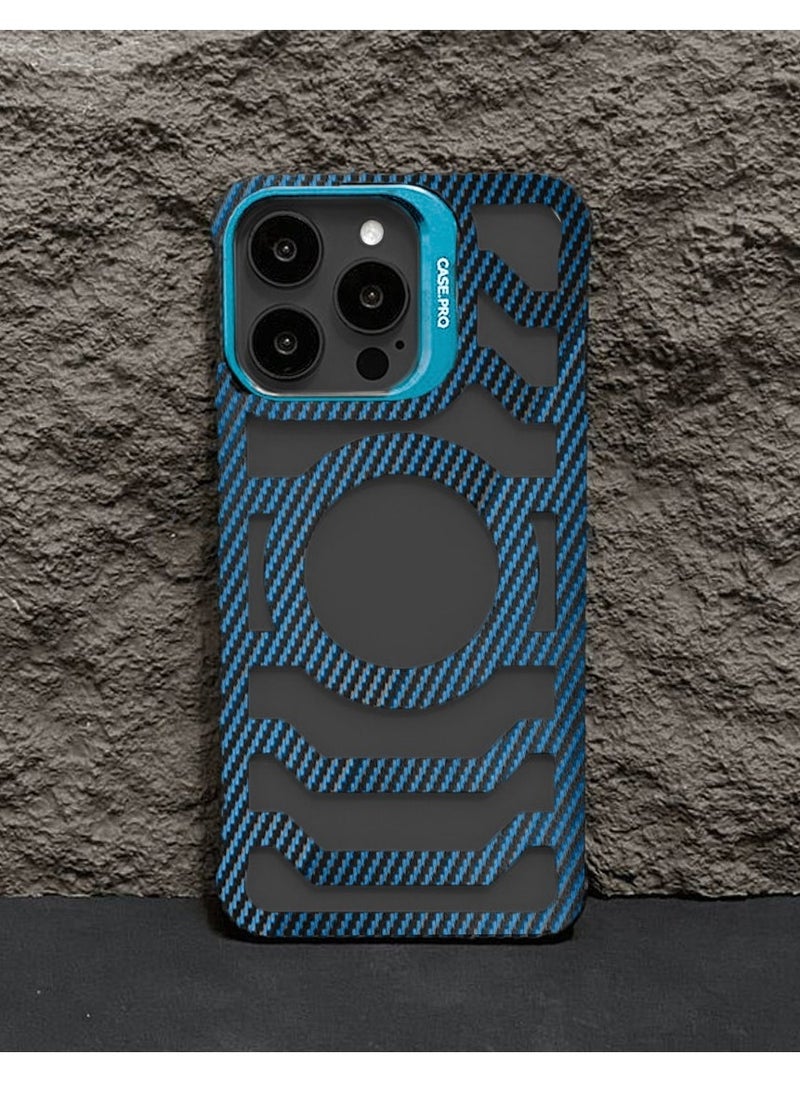 Techie - Apple iPhone 16 Pro Case Pro series Carbon Fiber Magnetic Frameless back cover Case with Invisible Stand and Enhanced Cooling Airflow - Image 1
