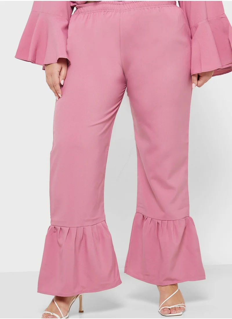Hayas Closet Curve Ruffle Belted Tunic & Pants Set