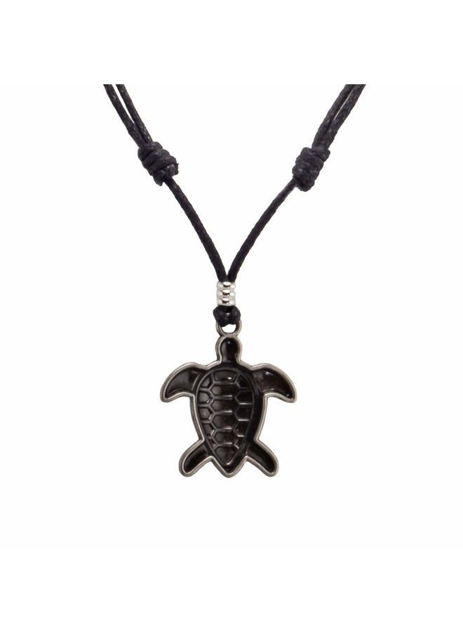 Bluerica Sea Turtle Pendant on Adjustable Black Rope Cord Necklace, natural-fiber - Image 3
