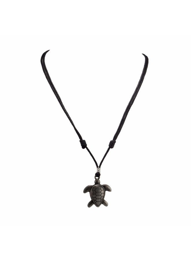 Bluerica Sea Turtle Pendant on Adjustable Black Rope Cord Necklace, natural-fiber - Image 1