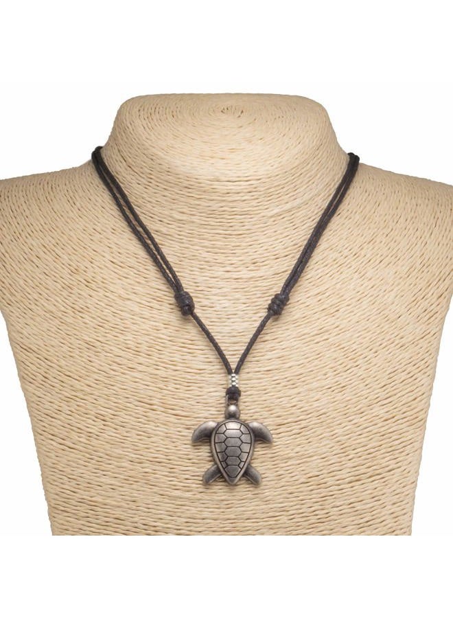 Bluerica Sea Turtle Pendant on Adjustable Black Rope Cord Necklace, natural-fiber - Image 2