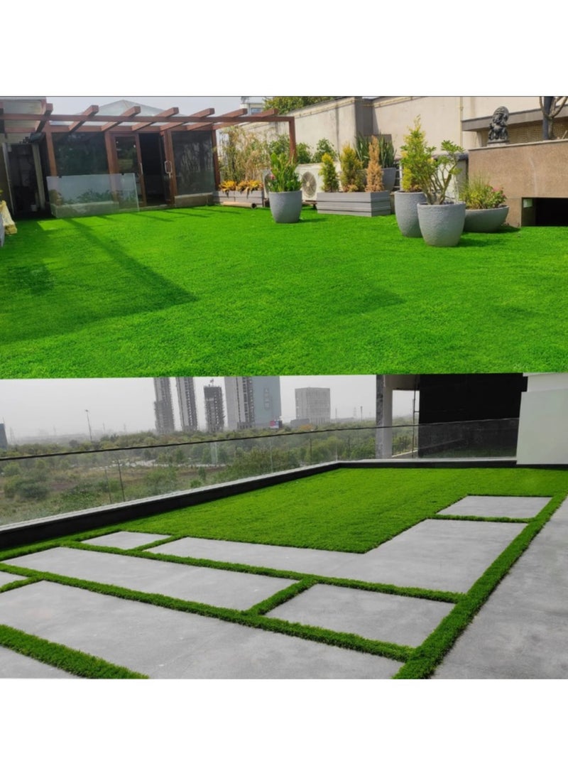 LINGWEI 2x25 Meter Realistic Artificial Grass Rug Indoor Outdoor, Dog Grass Mat with Drainage Holes and Replacement Artificial Grass Turf, Fake Grass - Image 2