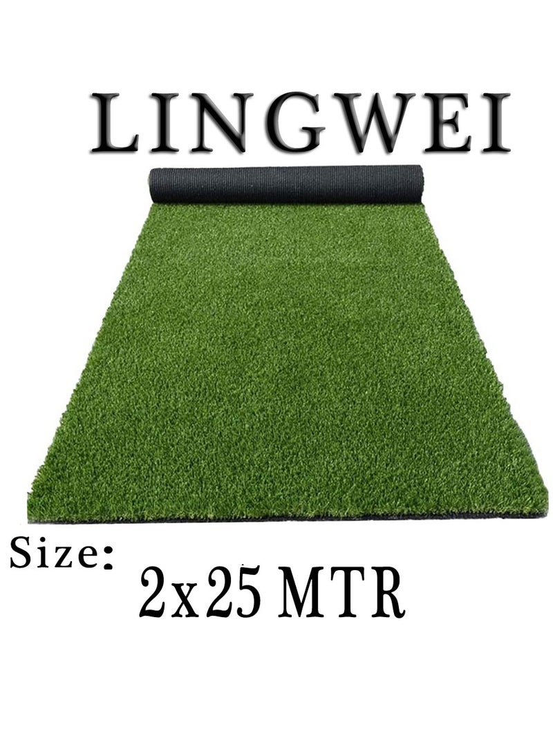 LINGWEI 2x25 Meter Realistic Artificial Grass Rug Indoor Outdoor, Dog Grass Mat with Drainage Holes and Replacement Artificial Grass Turf, Fake Grass - Image 3