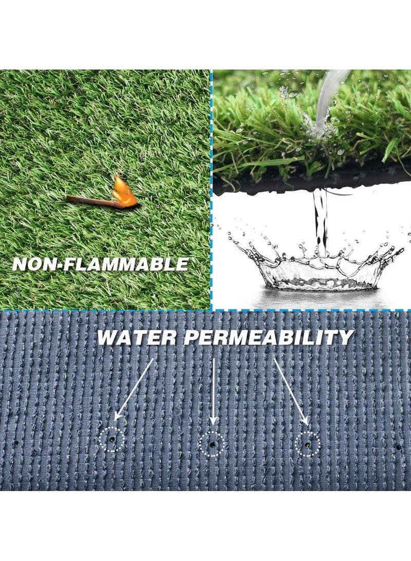 LINGWEI 2x25 Meter Realistic Artificial Grass Rug Indoor Outdoor, Dog Grass Mat with Drainage Holes and Replacement Artificial Grass Turf, Fake Grass - Image 4