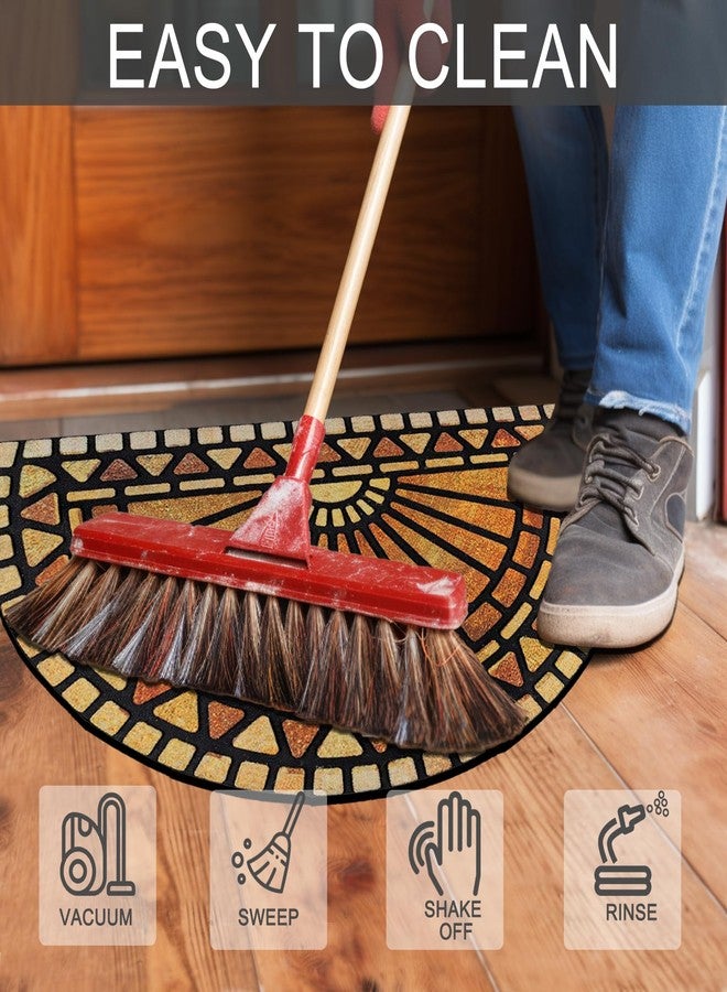 CHICHIC Welcome Door Mat 18 x 30 Inch Front Doormat Outdoors for Home Entrance Outdoors Mat for Outside Entry Way Doormat Entry Rugs, Heavy Duty Non Slip Rubber Back Low Profile, Semicircle - Image 5