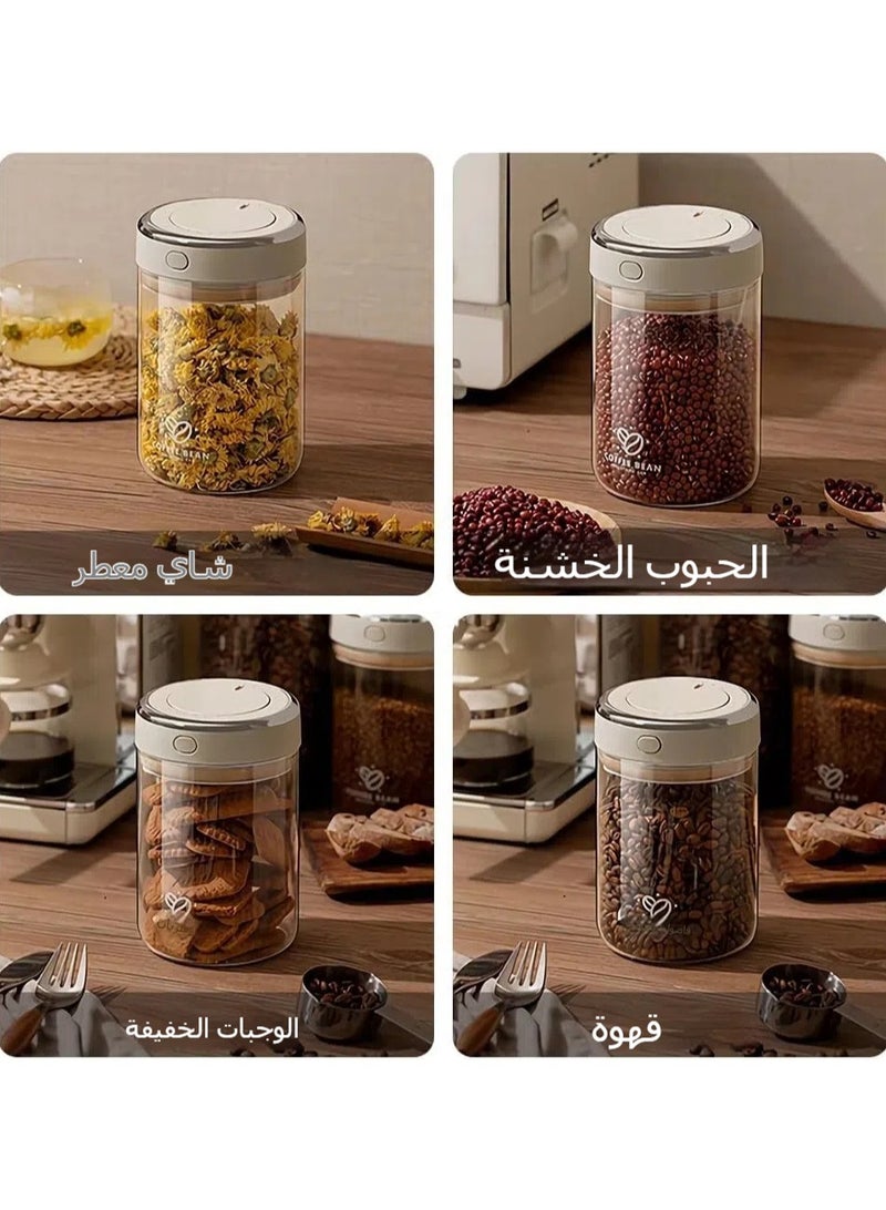 Vacuum Coffee Bean Jar, Auto Seal Coffee Container u0026 Food Storage, Glass Coffee Jar with Date Tracker u0026 Wake Bean Valve, Cereal Snack Sugar Tea Coffee Storage Container  - Image 4