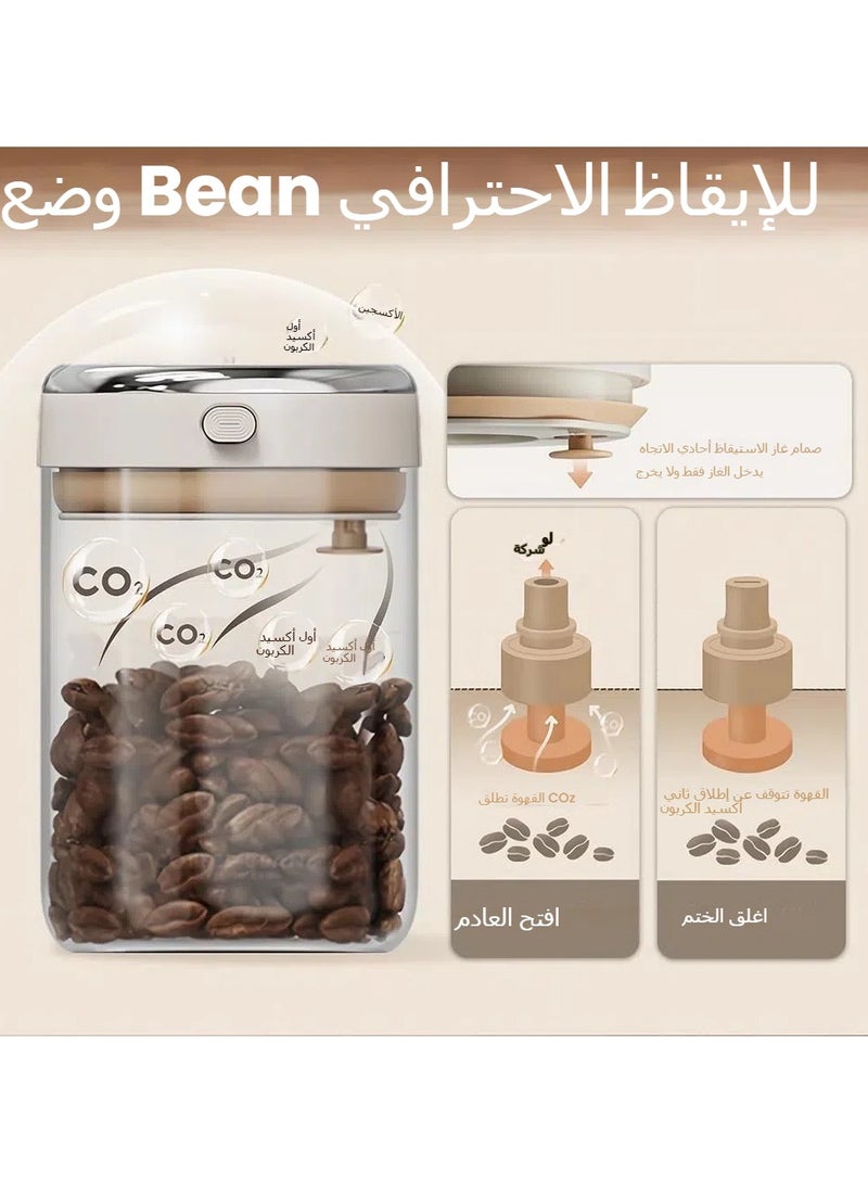 Vacuum Coffee Bean Jar, Auto Seal Coffee Container u0026 Food Storage, Glass Coffee Jar with Date Tracker u0026 Wake Bean Valve, Cereal Snack Sugar Tea Coffee Storage Container  - Image 5