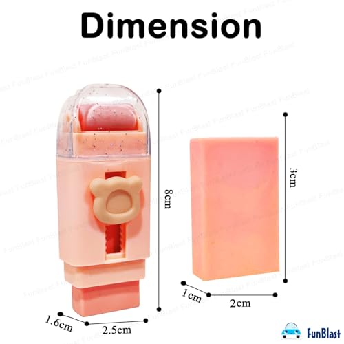 FunBlast Eraser for Kids – Pack of 1 Cute Roller Erasers Set for Kid, Eraser for Kids Stationary Set for Girls, Rubber for Kid, Stationary Kit (Peach) - Image 2