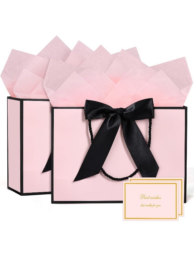 Large Gift Bags with Tissue Paper and Greeting Card,Thank You Paper Bag With Handles, for Any Birthday, Weddings, Mothers Day & Special Occasion 32x10x25cm