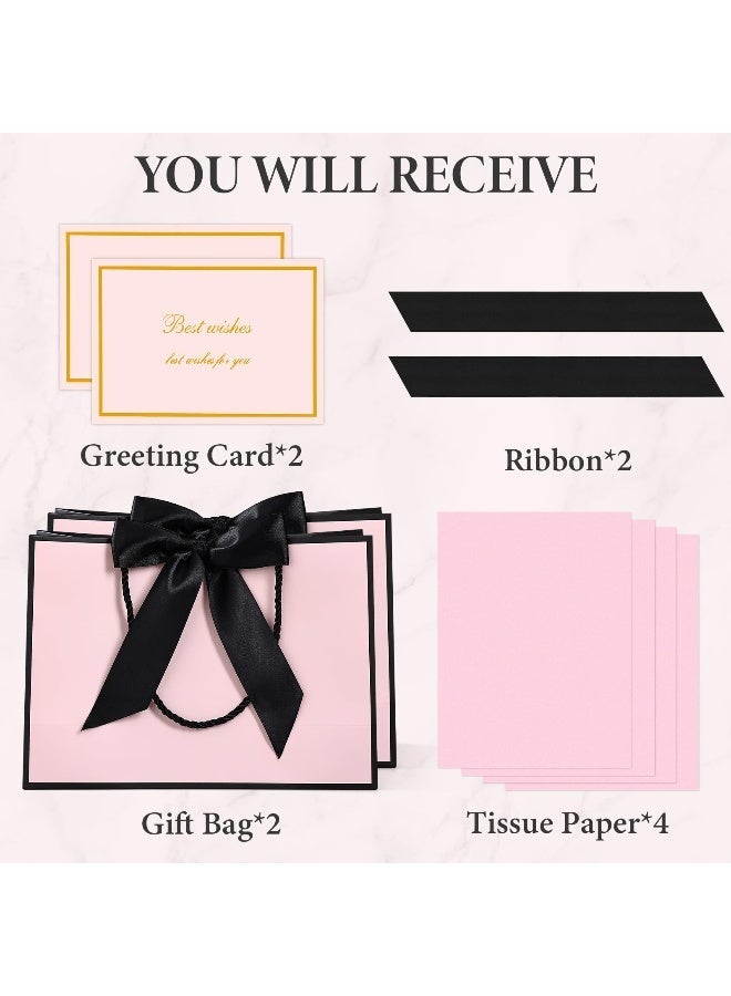 أكياس هدايا كبيرة مع ورق مناديل وبطاقة تهنئة، حقيبة ورقية للشكر مع مقابض، لأي عيد ميلاد، حفلات زفاف، عيد الأم والمناسبات الخاصة 32 × 10 × 25 سم - Image 2