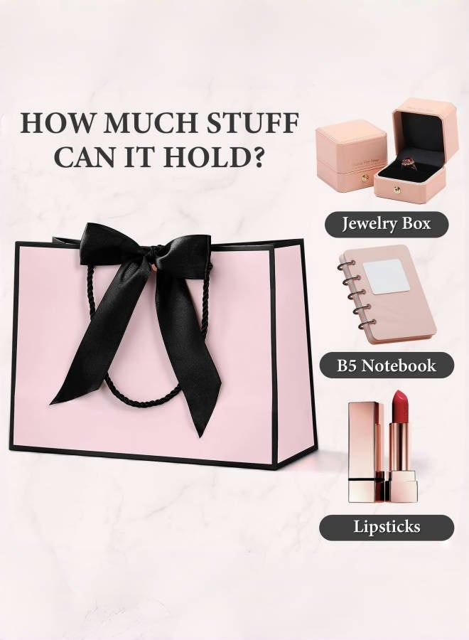 أكياس هدايا كبيرة مع ورق مناديل وبطاقة تهنئة، حقيبة ورقية للشكر مع مقابض، لأي عيد ميلاد، حفلات زفاف، عيد الأم والمناسبات الخاصة 32 × 10 × 25 سم - Image 4