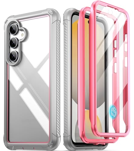 Poetic Guardian Case for Samsung Galaxy S24 FE 5G 20 FT MilGrade Drop Tested Builtin Screen Protector Work with Fingerprint ID FullBody Rugged Shockproof Protective Cover Case PinkClear - Image 1