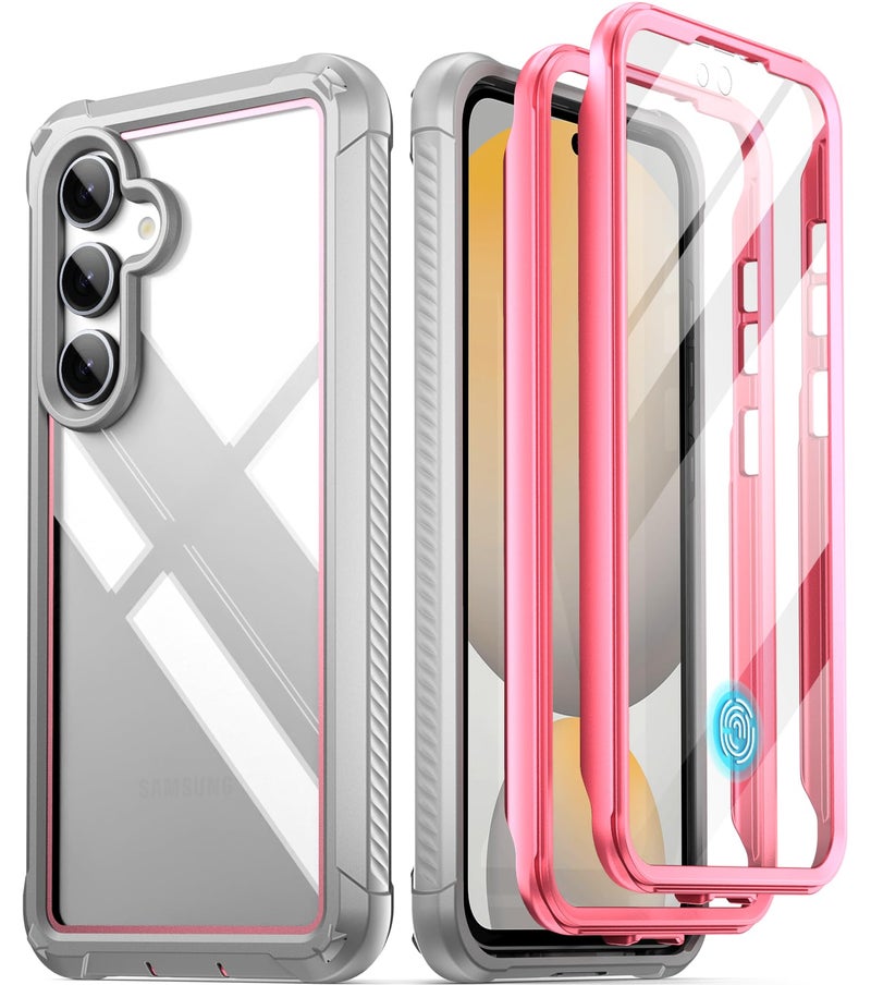 Poetic Guardian Case for Samsung Galaxy S24 FE 5G 20 FT MilGrade Drop Tested Builtin Screen Protector Work with Fingerprint ID FullBody Rugged Shockproof Protective Cover Case PinkClear - Image 2