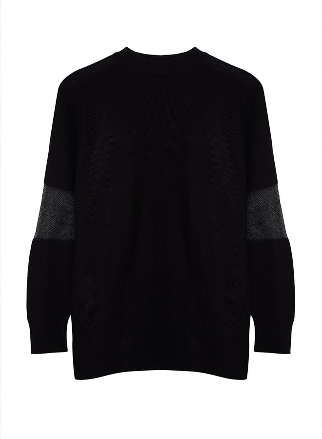 trendyol Black Tulle Detailed Knitwear Sweater - Image 5