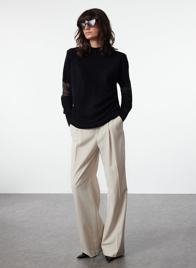 trendyol Black Tulle Detailed Knitwear Sweater - Image 2