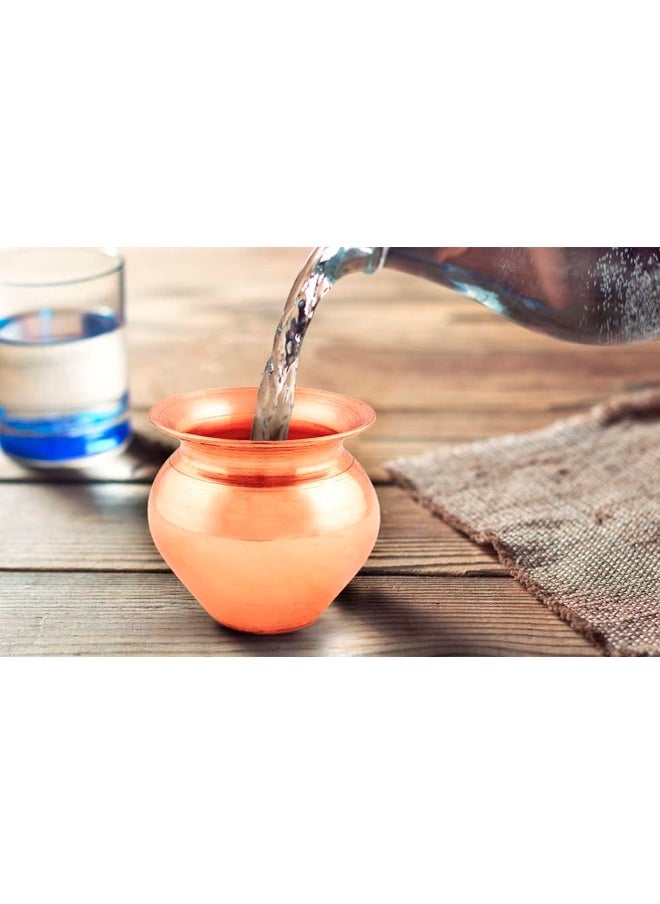 Shubh kart Shubhkart Indian Pure Copper Kalash, Lota for Puja Decoration Pure Copper, Copper Vessel Lota Kalash for Pooja at Home, Wedding Purpose, use in Office, temple and All Festival  - Image 3