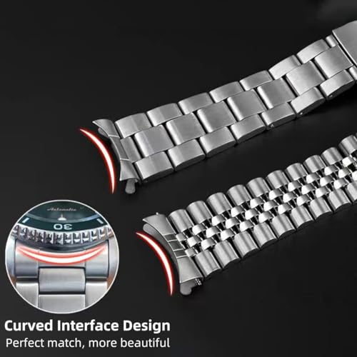 Danxancy Stainless Steel Watch Band Curved Ends Tapered 18mm 19mm 20mm 21mm 22mm 24mmFlexible Metal Watch Strap Smartwatch Bracelet Deployment Double FlipLock Buckle Silver Black Gold - Image 3