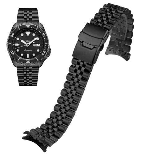 Danxancy Stainless Steel Watch Band Curved Ends Tapered 18mm 19mm 20mm 21mm 22mm 24mmFlexible Metal Watch Strap Smartwatch Bracelet Deployment Double FlipLock Buckle Silver Black Gold - Image 1