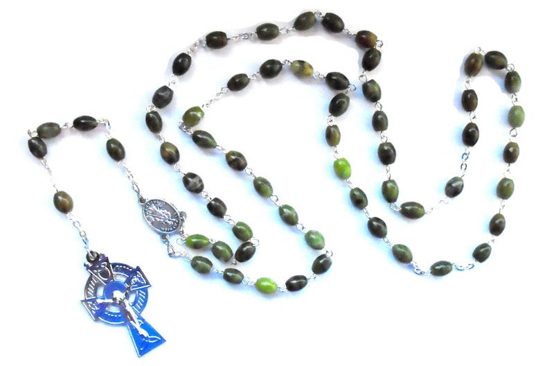 DOGNNAK Oval Beaded Rosary Made of Genuine Connemara Marble - Image 1