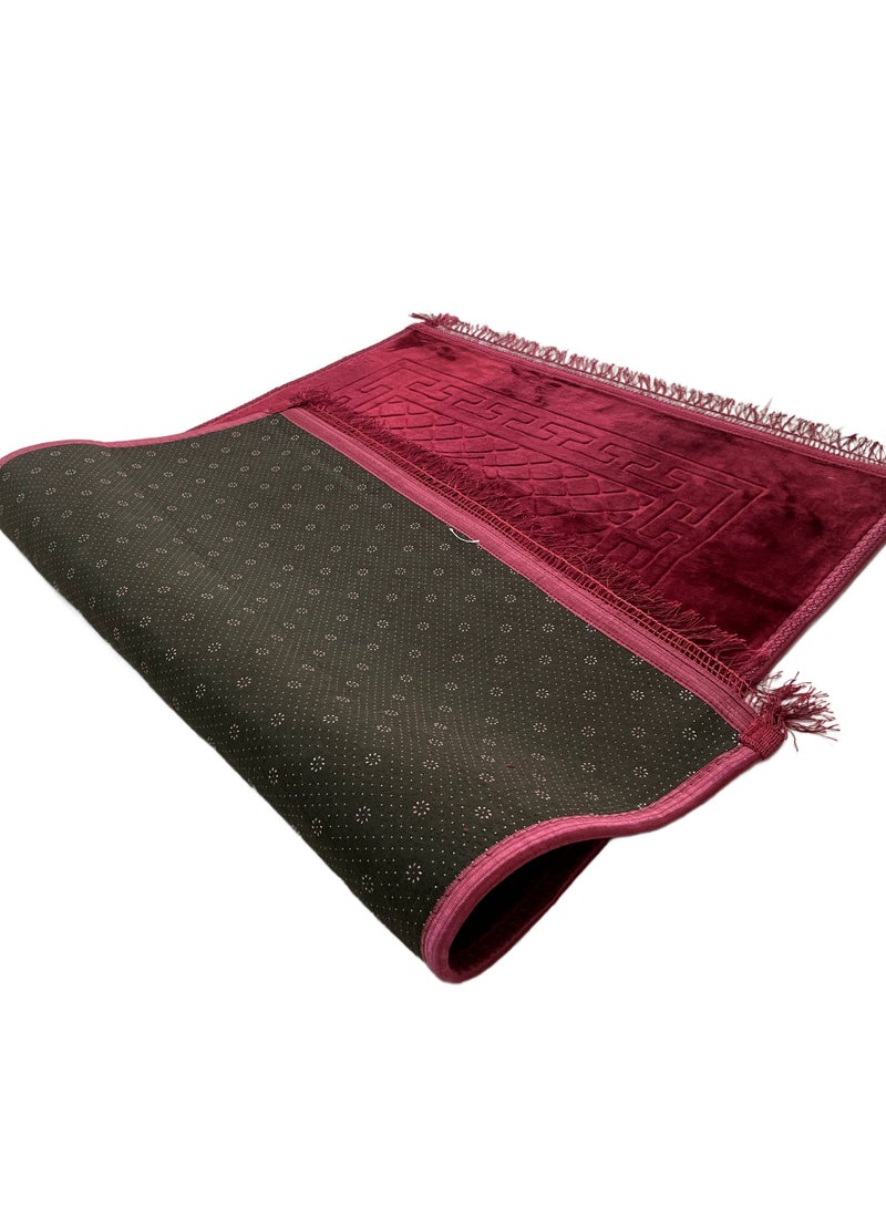 MAXQON Prayer Mat Soft And Thick (Size-80x120cm) Islamic Prayer Rug Musallah, Color Maroon - Image 5