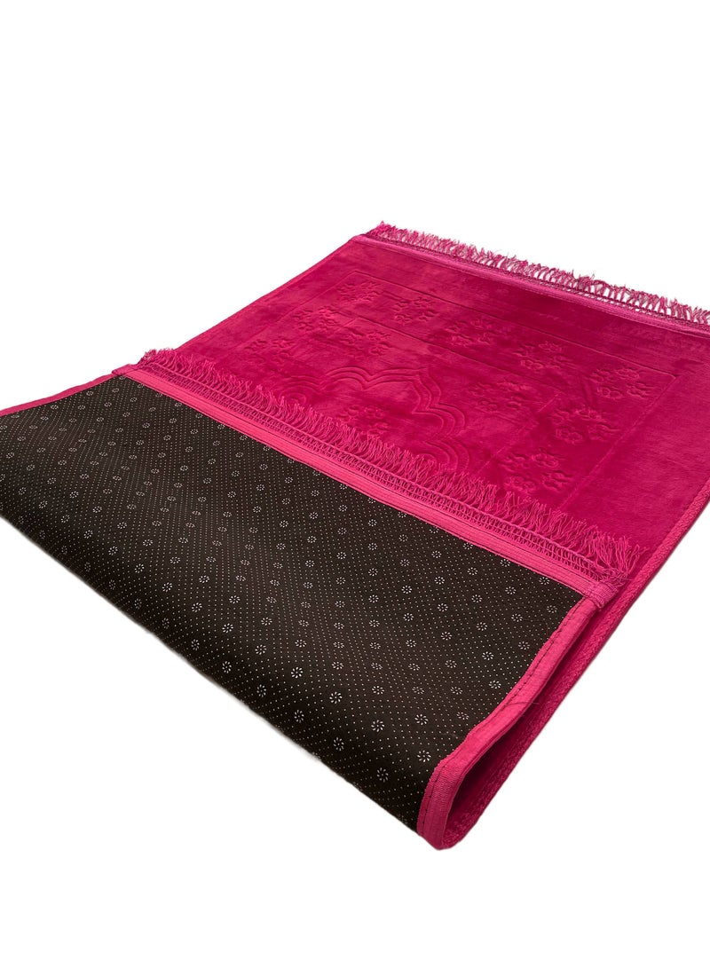 MAXQON Prayer Mat Soft And Thick (Size-80x120cm) Islamic Prayer Rug Musallah, Color Maroon - Image 1