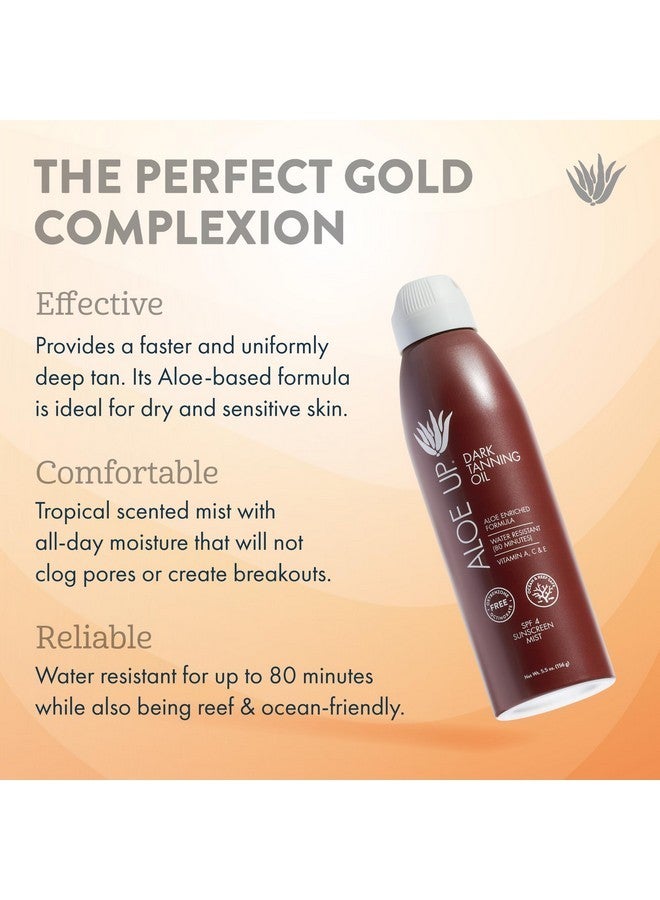 Aloe Up Aloe Up SPF 4 Dark Tanning Oil - Body and Face Tanning Continuous Spray for Outdoor Sun - With Sunscreen, Pure Aloe Vera, and Natural Oils - Dries Clear - Reef Friendly - Fresh Tropical Scent - 6 Oz - Image 2