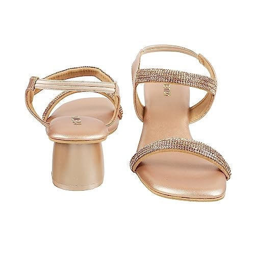 Metro Women Rose Gold Synthetic Leather Fashion Block Heel Sandal UK/7 EU/40 (35-345) - Image 5