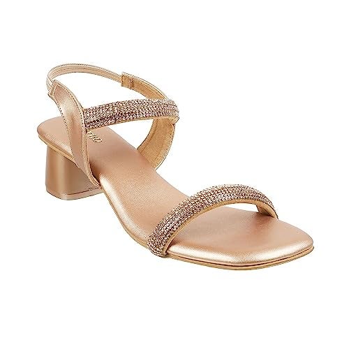Metro Women Rose Gold Synthetic Leather Fashion Block Heel Sandal UK/7 EU/40 (35-345) - Image 2
