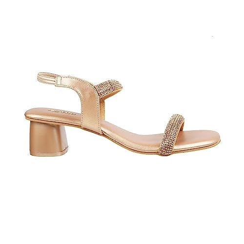 Metro Women Rose Gold Synthetic Leather Fashion Block Heel Sandal UK/7 EU/40 (35-345) - Image 3