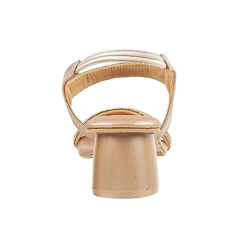 Metro Women Rose Gold Synthetic Leather Fashion Block Heel Sandal UK/7 EU/40 (35-345) - Image 4
