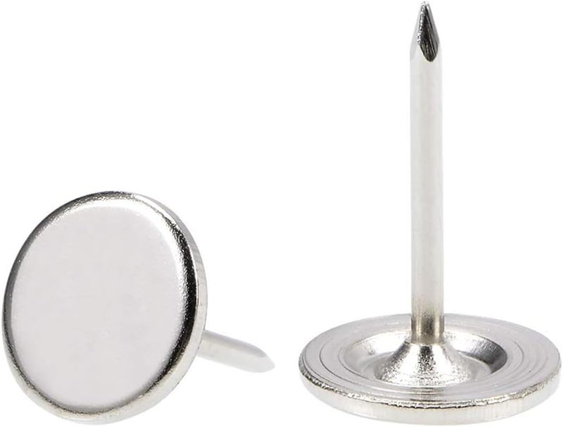 TOP-VIGOR 50pcs Silver Flat Head Upholstery Tacks, Heavy Duty Push Pins, 11 x 17mm Decorative Thumb Tacks for Wall, Cork Board, Furniture and Notice Board - Image 1