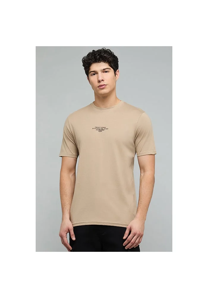 أر أند بي Printed T-Shirt with Crew Neck and Short Sleeves