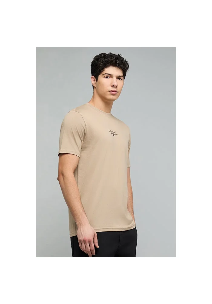أر أند بي Printed T-Shirt with Crew Neck and Short Sleeves