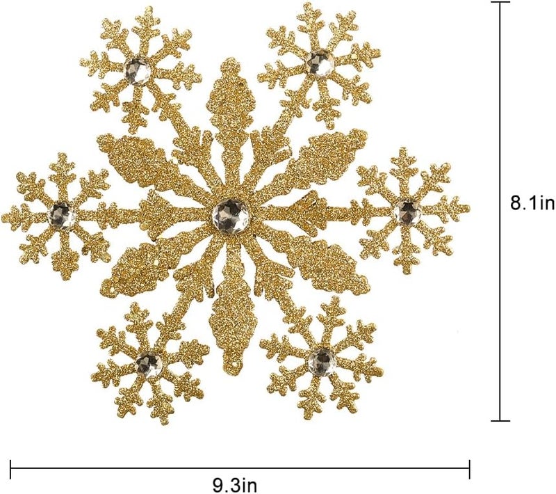 hogardeck Christmas Tree Topper, Gold Snowflake Tree Topper for Christmas Decor, Glittered Tree Toppers for Christmas Tree Decorations for Indoor Home - Image 2