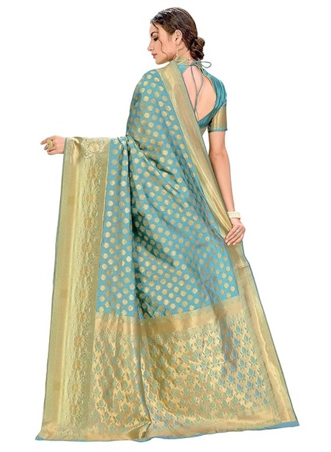 Glory Sarees Women's Woven Pure Soft Kanjivaram Silk Saree Banarasi Style With Blouse Piece for Wedding - Image 2