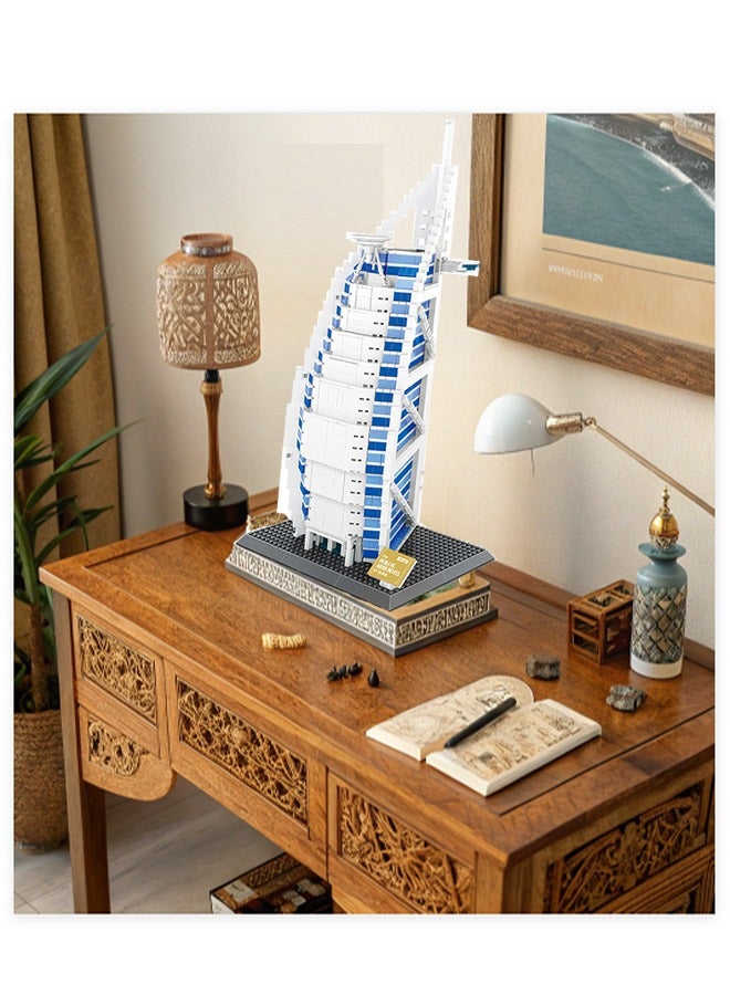 wange 5220 the Burj Al Arab Hotel 1306pcs Building Blocks， World Famous Architecture Model, Birthday for Adults  And Boys Age 8+ - Image 4