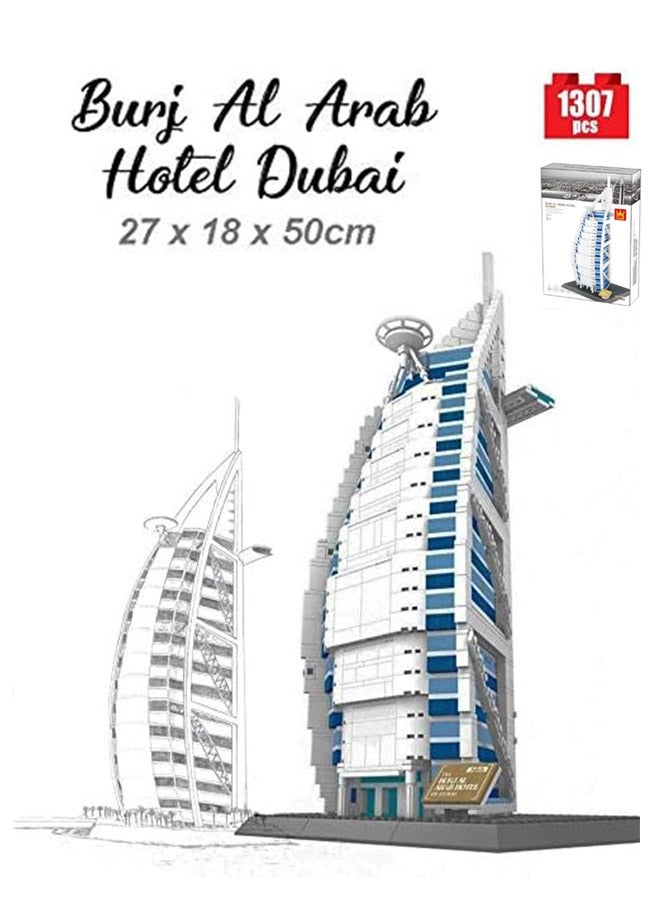 wange 5220 the Burj Al Arab Hotel 1306pcs Building Blocks， World Famous Architecture Model, Birthday for Adults  And Boys Age 8+ - Image 1