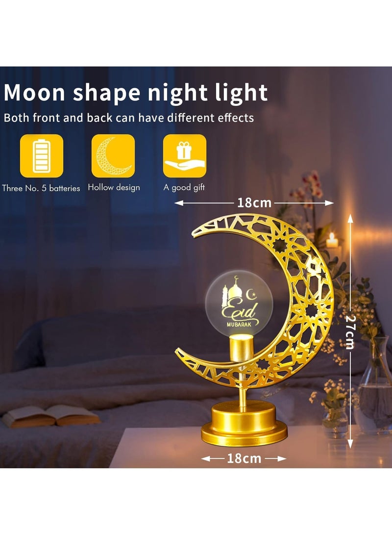 DubaiGallery Islamism Muslim Metal Table Moon Led Eid Night Table Lights Ramadan Decor Marquee Sign Night Lamp Lights - Image 3
