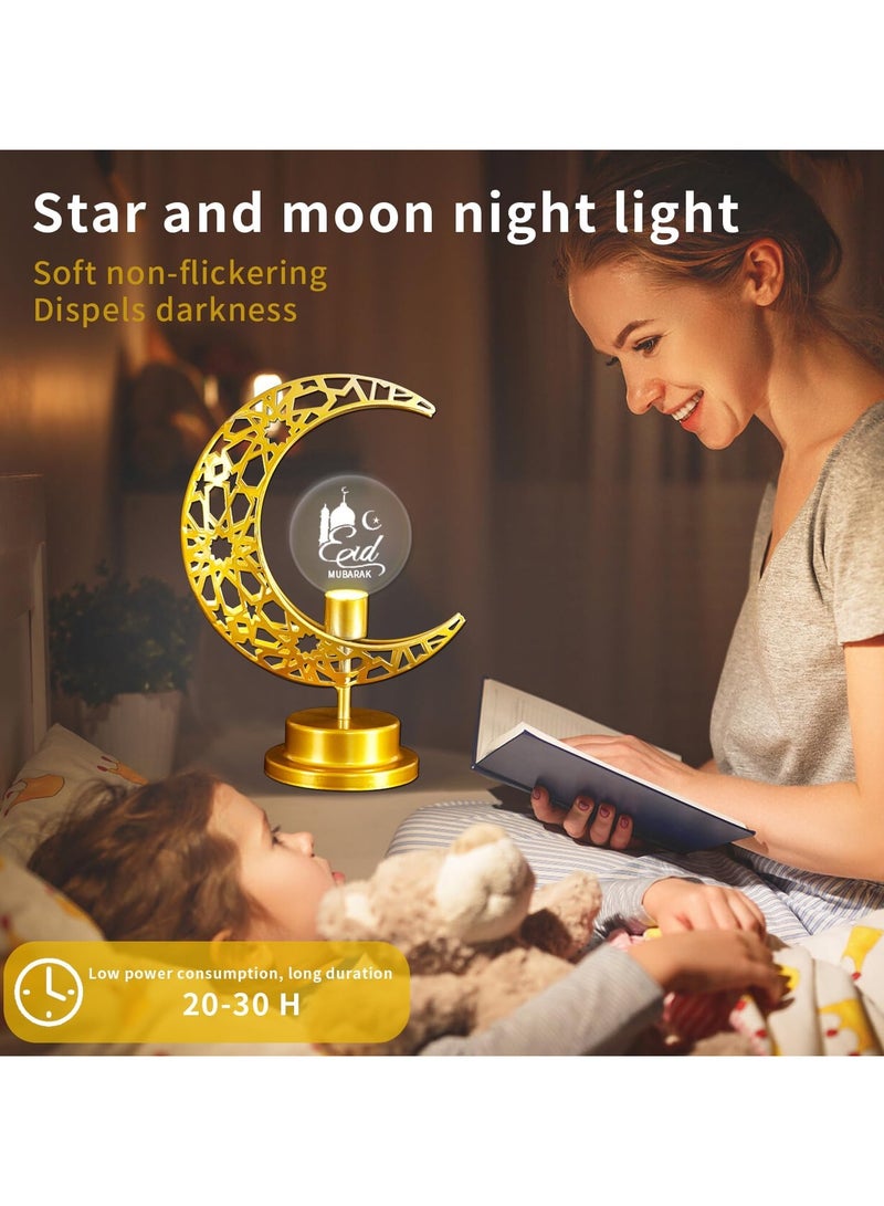 DubaiGallery Islamism Muslim Metal Table Moon Led Eid Night Table Lights Ramadan Decor Marquee Sign Night Lamp Lights - Image 2