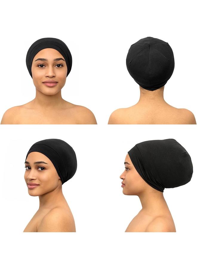 كوفوز 2 زوج من قلنسوة كوفوفوز الحريرية للنوم، قلانس شعر من الساتان للنساء السود، قلنسوة نوم حريرية، قلنسوة ساتان للشعر المجعد للرجال، غطاء رأس ليلي، وشاح لحماية الضفائر - Image 2