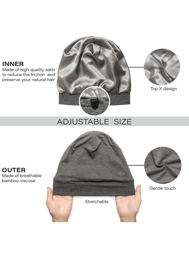 كوفوز 2 زوج من قلنسوة كوفوفوز الحريرية للنوم، قلانس شعر من الساتان للنساء السود، قلنسوة نوم حريرية، قلنسوة ساتان للشعر المجعد للرجال، غطاء رأس ليلي، وشاح لحماية الضفائر - Image 4
