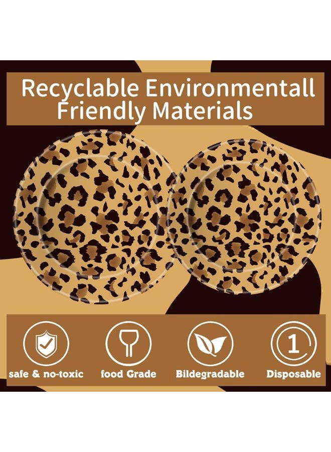 WISSLERMER 140PCS Leopard Print Party Decorations,Jungle Animal theme Decorations Include Tableware, Plate, Cup, Napkin, Cutlery, Animal Cheetah Print Birthday Party Supplies Serve 20 - Image 3