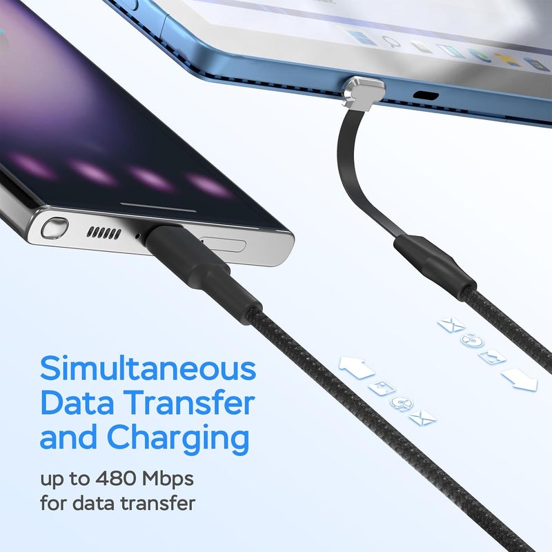 DbillionDa USB C Charger Cable, 60W 10ft Type C Charging Cable, Flat 90-Degree C-Port, High-Speed Data Transfer Compatible with Samsung S23/S22/S21, iPhone 15 Pro/Pro Max, MacBook Air/Pro, etc. - Image 4