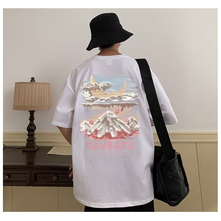 New Short-Sleeved T-Shirt Men'S Summer American-Style Trendy Loose Students Heavy Cotton Trendy Brand Large Size Half-Sleeved T-Shirt - Image 3
