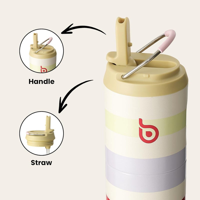 bottle bottle زجاجة زجاجة 24 أونصة زجاجة ماء مع غطاء قشة ومقبض - أورا باندا - Image 3